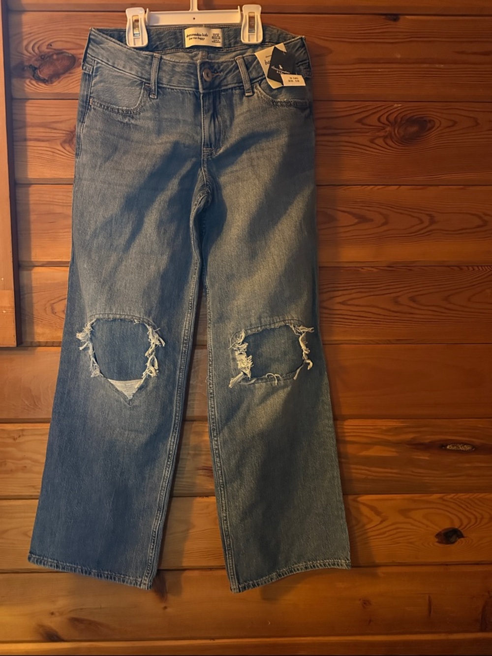 abercrombie kids Light Blue Distressed Baggy-Leg Jeans